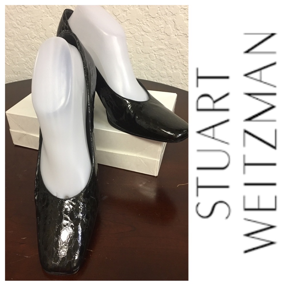 Black Embossed Patent Leather Pumps